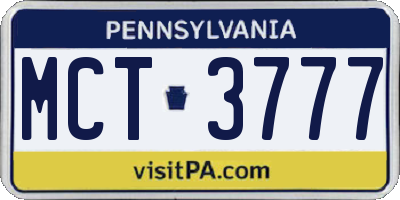 PA license plate MCT3777