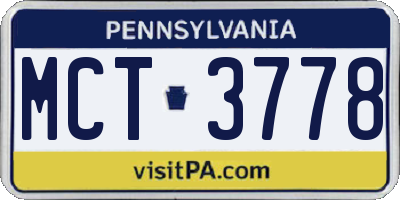 PA license plate MCT3778