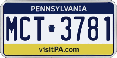 PA license plate MCT3781