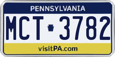 PA license plate MCT3782