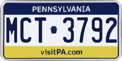 PA license plate MCT3792