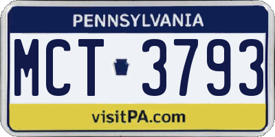 PA license plate MCT3793