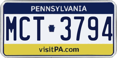 PA license plate MCT3794