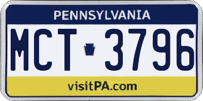 PA license plate MCT3796