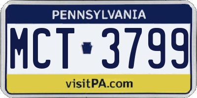 PA license plate MCT3799