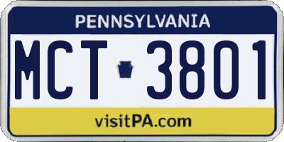 PA license plate MCT3801