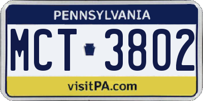 PA license plate MCT3802