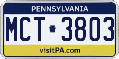 PA license plate MCT3803
