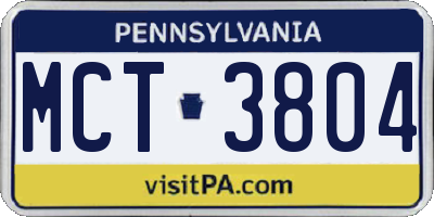 PA license plate MCT3804
