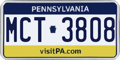 PA license plate MCT3808