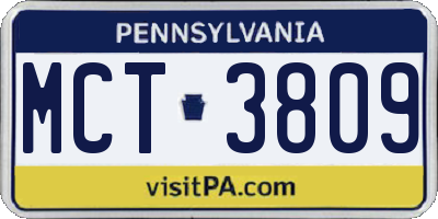 PA license plate MCT3809
