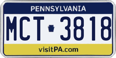 PA license plate MCT3818