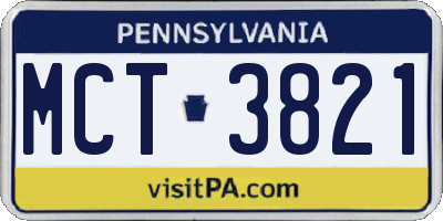 PA license plate MCT3821
