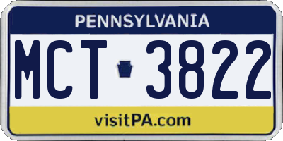 PA license plate MCT3822