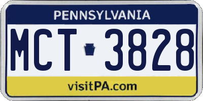 PA license plate MCT3828