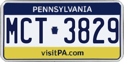 PA license plate MCT3829