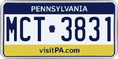 PA license plate MCT3831