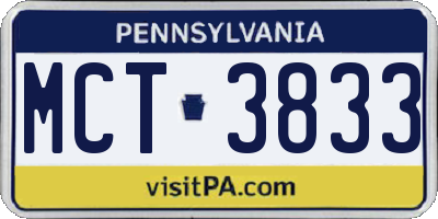 PA license plate MCT3833