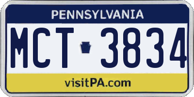 PA license plate MCT3834