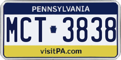 PA license plate MCT3838