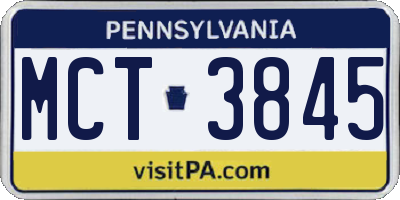 PA license plate MCT3845