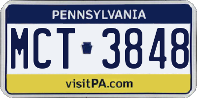 PA license plate MCT3848