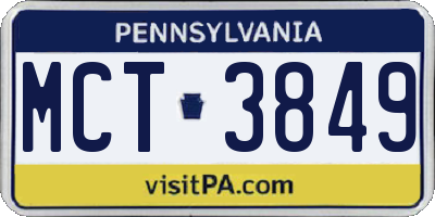 PA license plate MCT3849