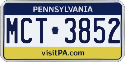 PA license plate MCT3852