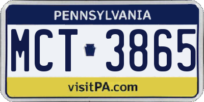 PA license plate MCT3865