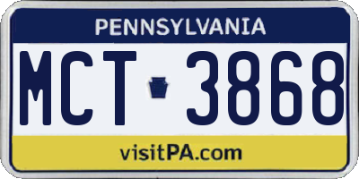 PA license plate MCT3868