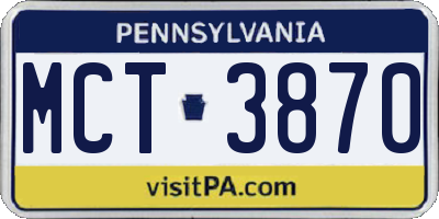 PA license plate MCT3870