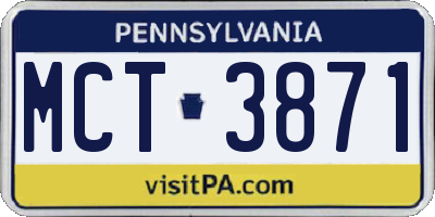 PA license plate MCT3871