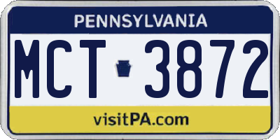 PA license plate MCT3872