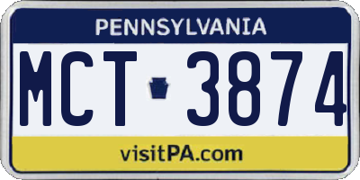 PA license plate MCT3874