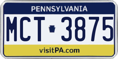 PA license plate MCT3875
