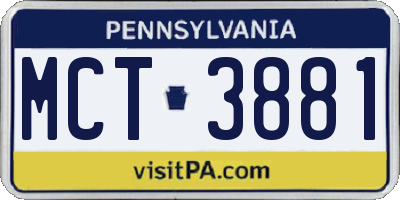 PA license plate MCT3881