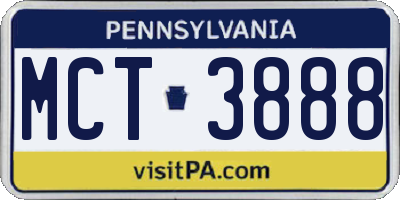 PA license plate MCT3888