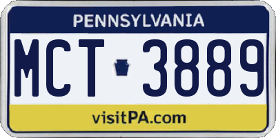 PA license plate MCT3889
