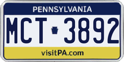 PA license plate MCT3892