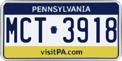 PA license plate MCT3918