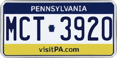 PA license plate MCT3920