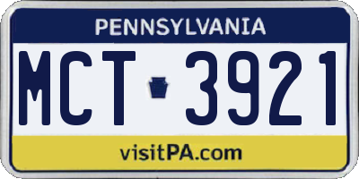 PA license plate MCT3921