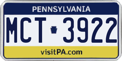 PA license plate MCT3922