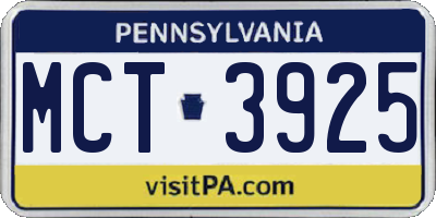 PA license plate MCT3925