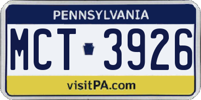 PA license plate MCT3926