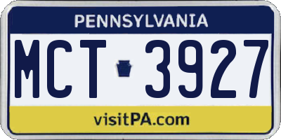 PA license plate MCT3927