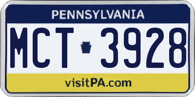 PA license plate MCT3928
