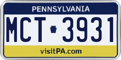 PA license plate MCT3931
