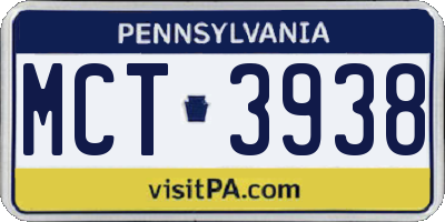PA license plate MCT3938