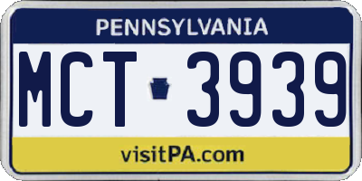 PA license plate MCT3939